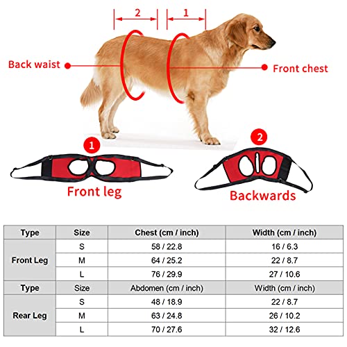 Shipenophy Arnés de Apoyo la Pierna del Perro Delantero Ayuda Caminar Levantar Chaleco Eslinga Perros Portátil Soporte Todo el Cuerpo Eslinga Recuperación Rehabilitación Mascotas Lev(Pata Trasera S)