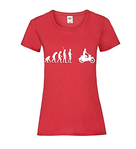 Shirt84.de Evolution Simson Schwalbe - Camiseta para mujer, rojo, XS