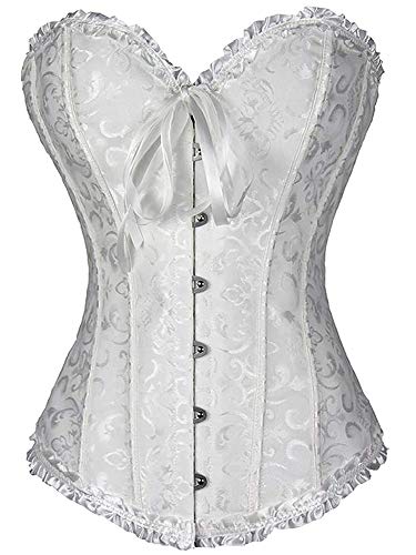 ShiyiUP Vintage Brocado Encaje Cinta Ajustablee Lace Push-up Corsé para Mujer