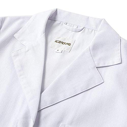 SHOBDW 2019 Liquidación Venta Bata Médica para Mujer Unisex Bata de Laboratorio Enfermera Sanitaria de Trabajo Blanca Manga Larga Mujer Botón Bolsillos Abrigos Mujer Blanco Talla Grande(Blanco,S)