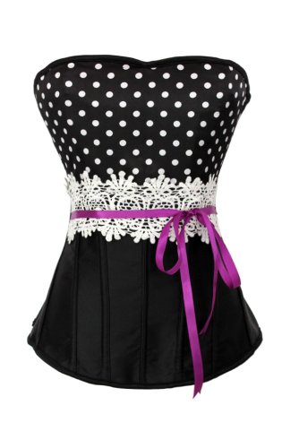 shoperama Fabuloso corsé Rockabilly con encaje y polka Dots de los años 50., negro/lila, XXL