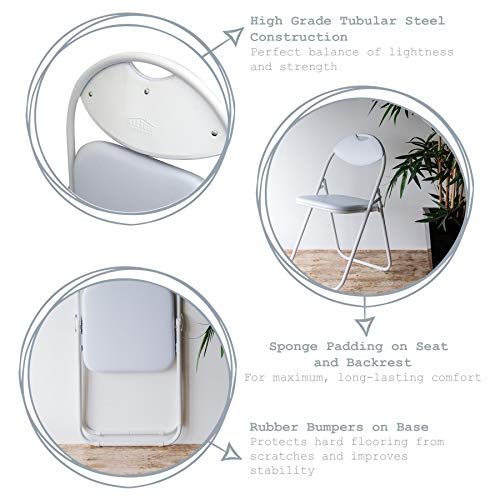 Silla de escritorio plegable - Con acolchado y estructura en blanco - Pack de 2