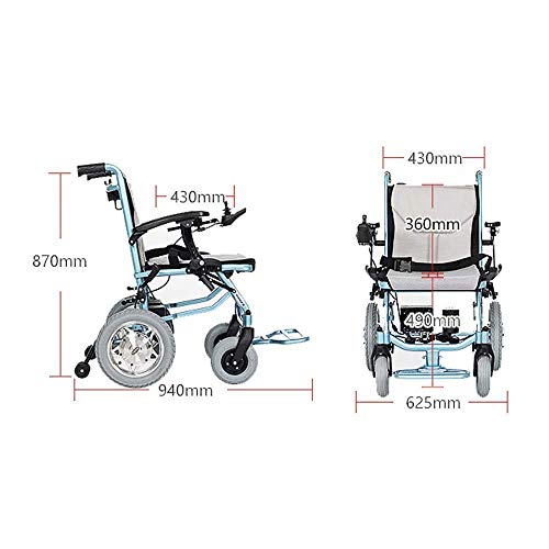 Silla de Ruedas eléctrica Plegable para Personas Mayores con discapacidad, accionamiento Ligero con Fuente de alimentación o como Silla de Ruedas Manual Sistema de Control Dual 300 W * 2 Mot