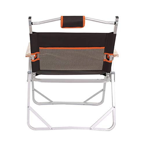 Silla plegable, alta capacidad de 200 kg, para el asiento de patio al aire libre que acampa en la playa, con reposabrazos y bolsa de almacenamiento y bolsa de almacenamiento de gran tamaño,Brown