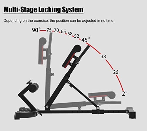 Silla Romana Plegable Silla romana Banco de hiperextensión para gimnasio en casa, Tarea pesada Ajustable Extensión de espalda Equipo de ejercicio para el ejercicio de entrenamiento abdominal, Carga 33