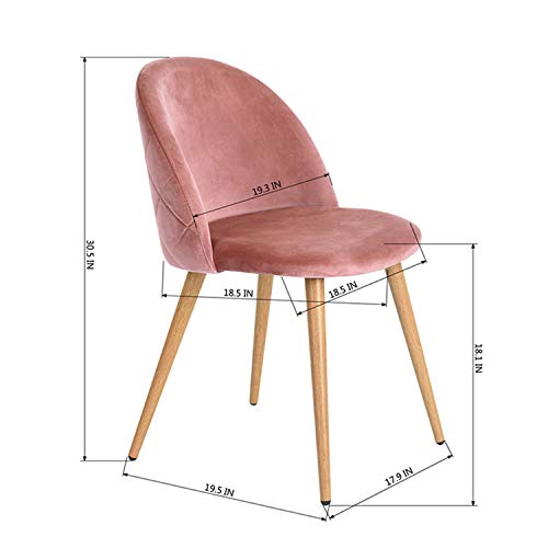 Sillas de Comedor de Terciopelo Juego de 2/4/6 Sillas de Ocio Modernas de Mediados de Siglo Sillas tapizadas con Patas de Metal para la Sala de Estar del Dormitorio (Pink 2)