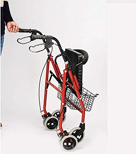 Sillas de Ruedas, Ligero, Plegable, Ajustable, Andador, conducción, Anciano Que Empuja el Scooter, Puede Sentarse en un Carrito de la Compra Viejo para Comprar Andador con muletas de Cuatro pies, po