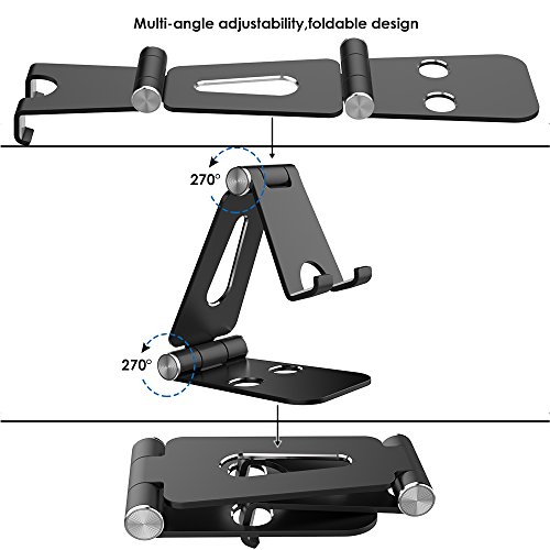 Simpeak Soporte Móvil, Soporte Tablet, Multi-Angulo Soporte de Aluminio Compatible con iPad,Compatible con iPhone, Compatible con Switch, Otras Tabletas y Móviles, Negro