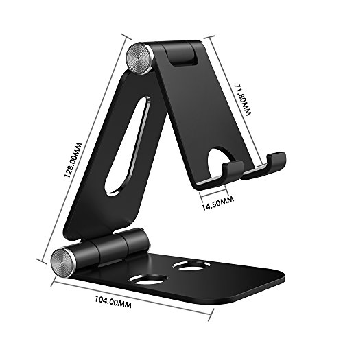 Simpeak Soporte Móvil, Soporte Tablet, Multi-Angulo Soporte de Aluminio Compatible con iPad,Compatible con iPhone, Compatible con Switch, Otras Tabletas y Móviles, Negro