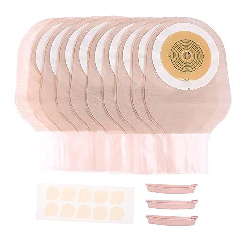 Sistema de una pieza bolsa de colostomía ostomía transpirable Hernia Drenaje de incontinencia Productos Ostomía desechable Set de clip de bolsa de drenaje 10pc Bolsas de ostomía, bolsas de ostomía 3pc