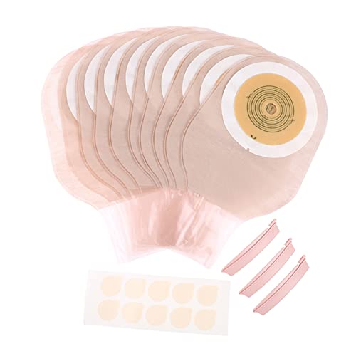 Sistema de una pieza Kit de preparación para colonoscopia Juego de drenaje de ostomía desechable Bolsas de ostomía de 10 piezas + Clip de bolsas de ostomía de 3 piezas + Etiqueta adhesiva de 1 hoj