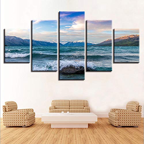 SJYHNB Cuadro Lienzo Moderno Océano y paisaje marino HD Imagen De Póster Impresión Artística, Pintura Decorativa para Salón De Hogar 5 Piezas 200 x 100cm