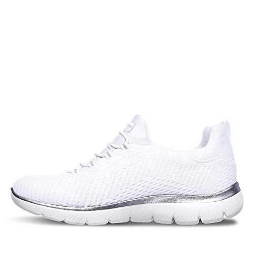 Skechers Summits - Zapatillas Mujer, Blanco (White Mesh/Silver Trim Wsl), 38 EU