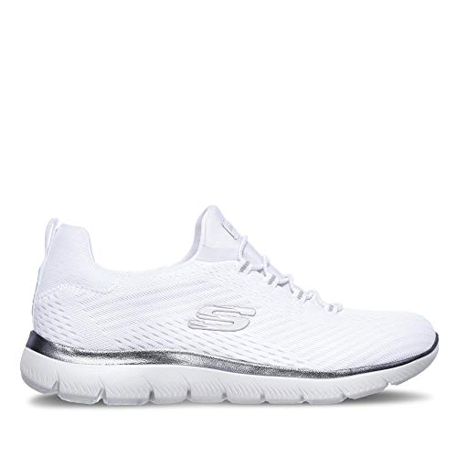 Skechers Summits - Zapatillas Mujer, Blanco (White Mesh/Silver Trim Wsl), 38 EU