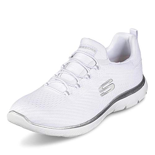 Skechers Summits - Zapatillas Mujer, Blanco (White Mesh/Silver Trim Wsl), 38 EU