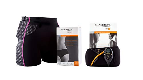 Slendertone Pack Cinturón Abs7 y Pantalones Cortos para Gluteos Electroestimulacion, Unisex-Adult, Negro, 69-119cm, 34-40