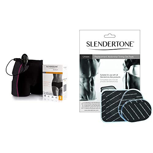 Slendertone Short Bottom Electroestimulador para Glúteos Mujer, Negro/Rosa + Ceinture Electrodos De Repuesto para Cinturón Abdominal, Unisex, Talla Única