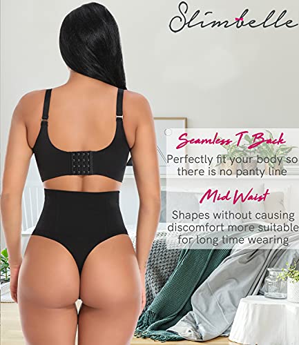 SLIMBELLE Braga Faja Tanga Reductora Mujer Cintura Alta Braga Moldeadora String Adelgazantes Sin Costuras Negro M