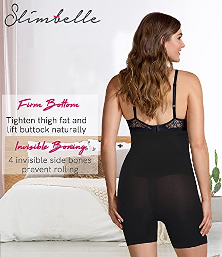 SLIMBELLE Pantalones Moldeadores Nalgas para Mujer Talla Grande Braguita Moldeadora Cintura Alta Braga Faja Reductora Ropa Interior Postparto Barriga Adelgazante Abdomen Shapewear-Black-S