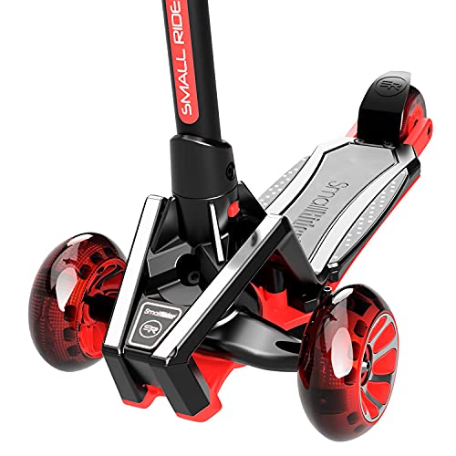 Small Rider Premium Pro, Patinete de 3 Ruedas, Efectos de Sonido de Motocicleta, Ruedas y Plataforma de PU Anchas con luz LED, Ajustable en Altura, Carga máxima 70 kg, Niños y niñas 3 a 8 años (Rojo)