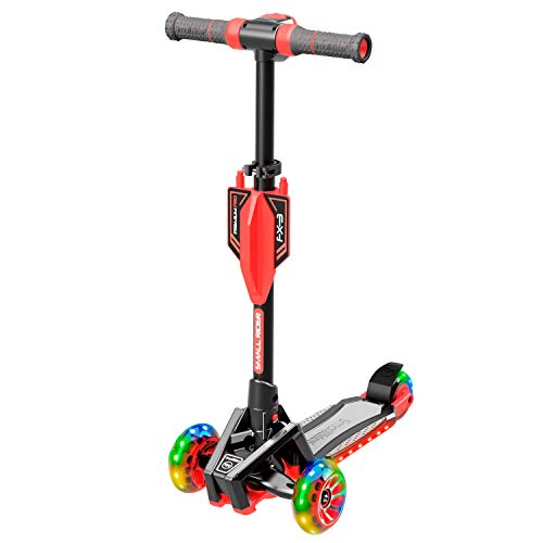 Small Rider Premium Pro, Patinete de 3 Ruedas, Efectos de Sonido de Motocicleta, Ruedas y Plataforma de PU Anchas con luz LED, Ajustable en Altura, Carga máxima 70 kg, Niños y niñas 3 a 8 años (Rojo)