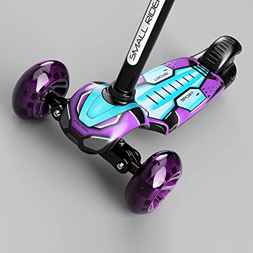 Small Rider Turbo Spacecraft Patinete de 3 Ruedas Anchas con luz LED, Plegable, Ajustable en Altura, Carga máxima 70 kg, Niños y niñas 3 a 8 años (Aqua)