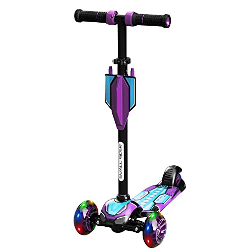 Small Rider Turbo Spacecraft Patinete de 3 Ruedas Anchas con luz LED, Plegable, Ajustable en Altura, Carga máxima 70 kg, Niños y niñas 3 a 8 años (Aqua)