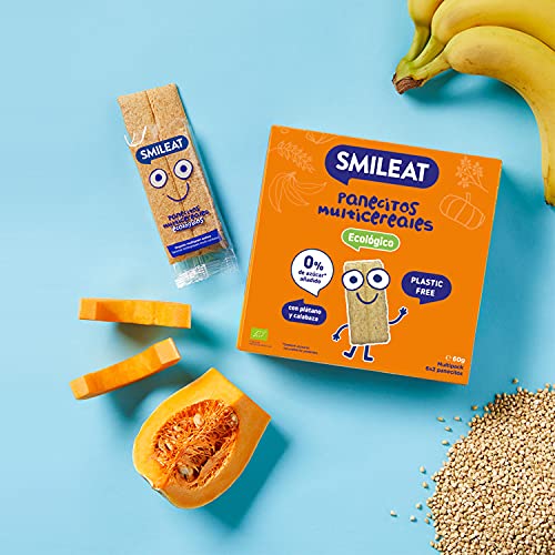 Smileat - Panecitos Multicereales Ecológicos, Ingredientes Naturales, Snacks y Meriendas, Para Bebés a Partir de los 6 Meses