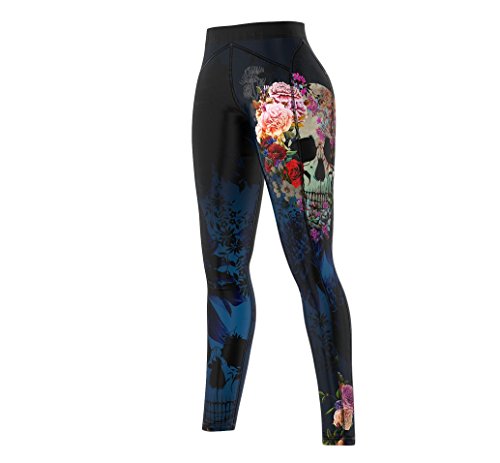 SMMASH Muerte Deportivos Leggins Largos Mujer, Mallas Deporte Mujer, Yoga, Fitness, Cross, fit, Correr, Material Transpirable y Antibacteriano, (XL)