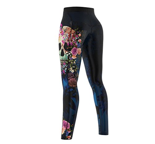 SMMASH Muerte Deportivos Leggins Largos Mujer, Mallas Deporte Mujer, Yoga, Fitness, Cross, fit, Correr, Material Transpirable y Antibacteriano, (XL)