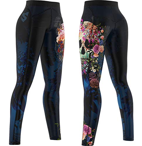 SMMASH Muerte Deportivos Leggins Largos Mujer, Mallas Deporte Mujer, Yoga, Fitness, Cross, fit, Correr, Material Transpirable y Antibacteriano, (XL)