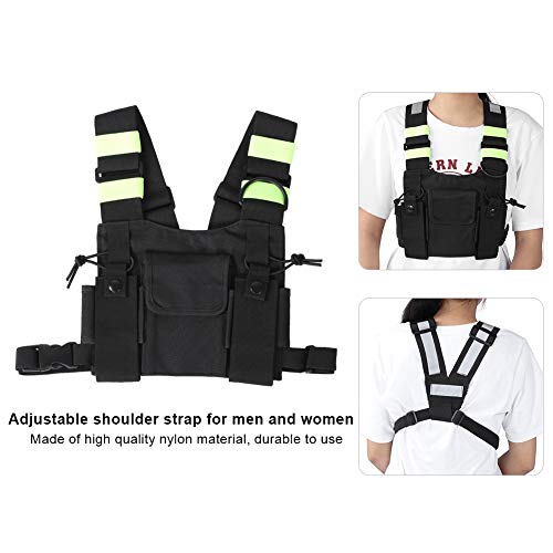 Socobeta Estuche de Transporte para el Pecho, Duradera, Amarilla, Reflectante, Paquete de Arnés para el Pecho, Arnés para el Pecho, Bolsa Frontal para Hombres Y Mujeres para UV-5R / 82 / 9R / XR