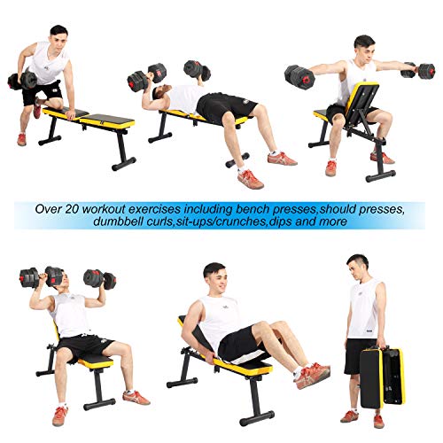 SogesHome Banco de Pesas Plegable Ajustable para Entrenamiento de Cuerpo Completo para Gimnasio en casa Multifunción Antideslizante para de Espalda Abdominal Bancos de Pesas de Fuerza,SH-PSBB003