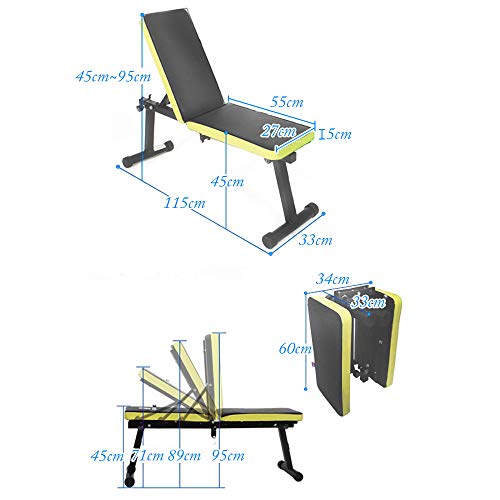 SogesHome Banco de Pesas Plegable Ajustable para Entrenamiento de Cuerpo Completo para Gimnasio en casa Multifunción Antideslizante para de Espalda Abdominal Bancos de Pesas de Fuerza,SH-PSBB003