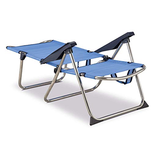 Solenny 50001072720118-Silla de Playa Cama Plegable 4 Posiciones Azul con Asas, 90x64x15 cm, 50001072720118