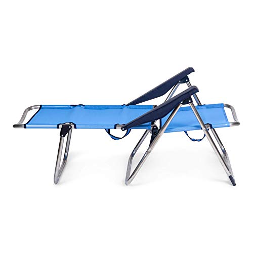 Solenny 50001072720118-Silla de Playa Cama Plegable 4 Posiciones Azul con Asas, 90x64x15 cm, 50001072720118