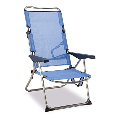 Solenny 50001072720118-Silla de Playa Cama Plegable 4 Posiciones Azul con Asas, 90x64x15 cm, 50001072720118