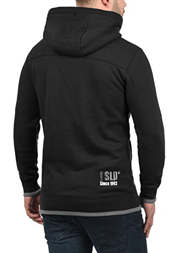 !Solid BenjaminZip Chaqueta Sudadera con Capucha Hoodie para Hombre con Capucha con Cremallera con Forro Polar Suave Al Tacto, tamaño:L, Color:Black (9000)