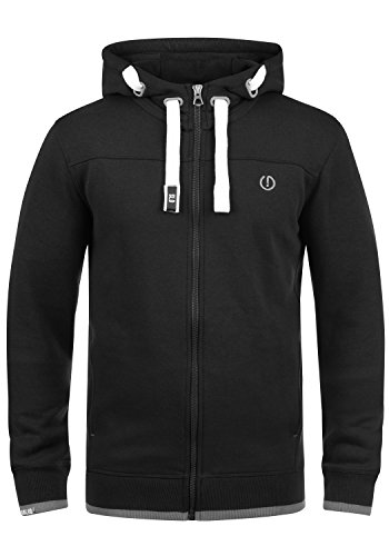 !Solid BenjaminZip Chaqueta Sudadera con Capucha Hoodie para Hombre con Capucha con Cremallera con Forro Polar Suave Al Tacto, tamaño:L, Color:Black (9000)