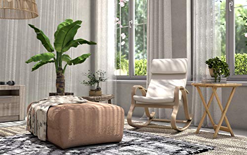 SONGMICS LYY30M-Sillón Mecedora, Color Beige, Algodón, 65 x 90 x 98 cm