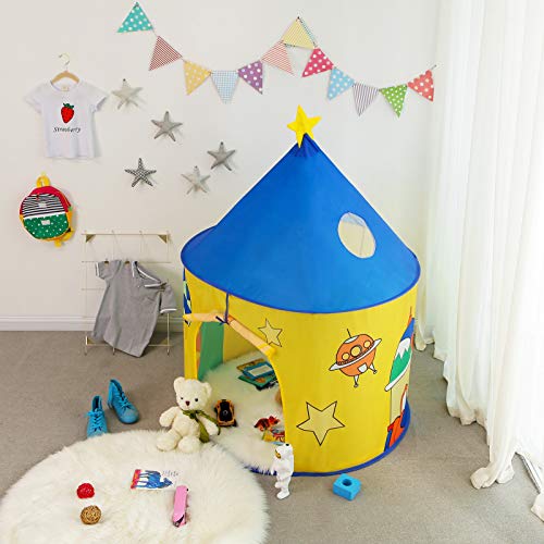 SONGMICS Tienda Infantil, Castillo Interior y Exterior, Pop-up Portátil, Tienda para niños, Bolsa de Transporte, Casa de Juego con Tema de Dinosaurio, Espacio Privado para Mayor de 3 niños , LPT02YU