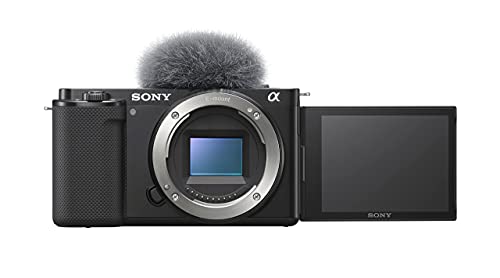 Sony Alpha ZV-E10 - Cámara Vlog de objetivo intercambiable sin espejo APS-C, pantalla de ángulo variable para vlogging, vídeo 4K, enfoque automático en tiempo real, color negro