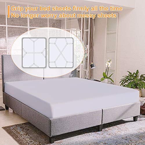 Sopito Cama Sujetadores de sábanas, 2 Piezas Ajustable Largo Correas del Soporte de la sábana Tarea Pesada Cama Sábana Pinzas, Blanco