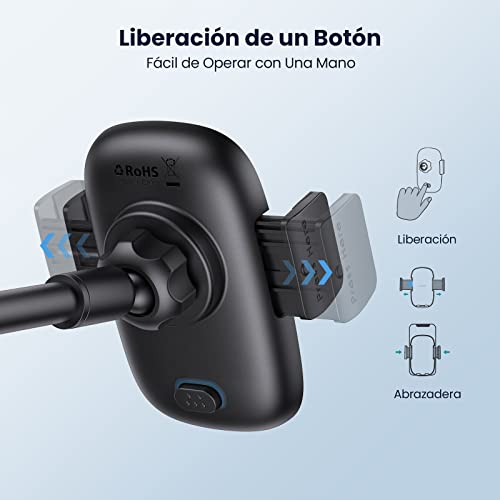 Soporte Móvil Coche, YOUSAMS Soporte Movil Coche para Salpicadero Parabrisas Rotación 360° Sujeta Movil Coche Universal con Ventosa y Fijador Antivibración Brazo Largo para iPhone 13 12 Pro Samsung