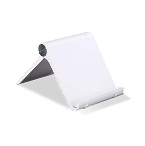 Soporte Universal Reforzado Ajustable para Móvil Lector Libros Electrónico Tablet 4”-10.4” Multiángulo 0-100 Grados Diseño de Mesa Compatible con Apple (iPhone-iPad) Samsung Huawei Xiaomi (Blanco)