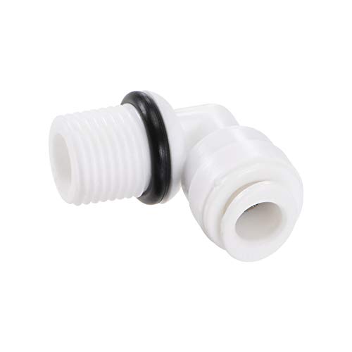 sourcing map Rápido Conector Tipo L G1/4 Macho Rosca a 1/4" Tubo, Codo Conexión Accesorios para RO Agua Purificador, 29x27mm Blanco Negro 10Uds