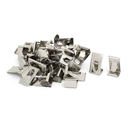 sourcing map sourcingmap® 26mmx14mm Clip de Muelle de metal en forma redonda para fotografías tono plata 30pcs