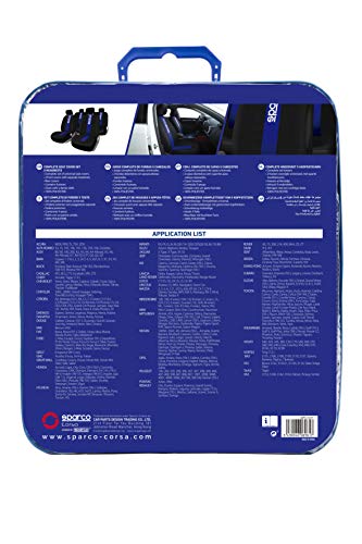 Sparco SPC1011 CLASSIC - Juego de Fundas para Asientos de Coche, color Negro y Azul, 9 Piezas