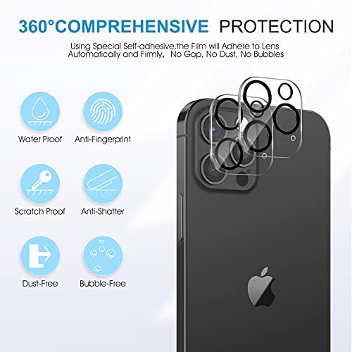 SPARIN 3 Pack Protector de Pantalla Compatible con iPhone 13 Pro Max 6,7 Pulgadas con 2 Pack Protector de Lente de Cámara, Cristal Templado con Marco de Alineación, Protección de la Cámara