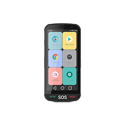 SPC Apolo - Smartphone con Whatsapp para Personas Mayores, botón SOS, Botones físicos para Colgar y descolgar, Base de Carga, Iconos XXL, Pantalla de 5”, 16GB de Memoria Ampliable, Android 10 - Negro